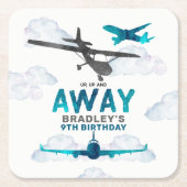 Vliegtuigluchtvaart elke leeftijd verjaardagsfeest kartonnen onderzetters (Voorkant)