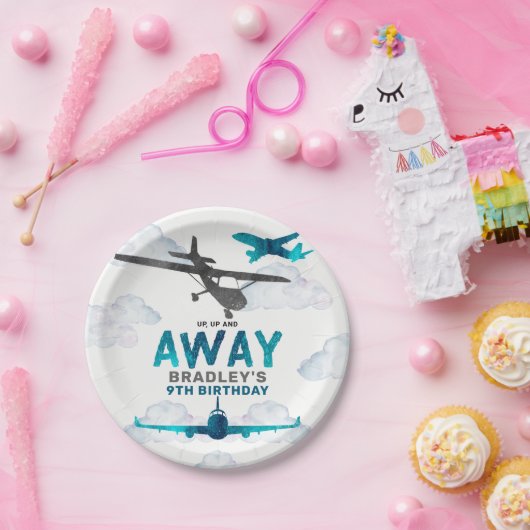 Vliegtuigluchtvaart elke leeftijd verjaardagsfeest papieren bordje (Feest)
