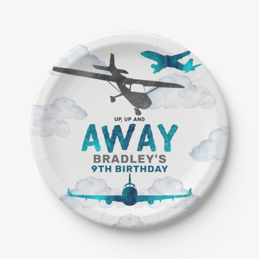 Vliegtuigluchtvaart elke leeftijd verjaardagsfeest papieren bordje (Voorkant)