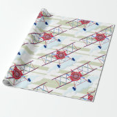  vliegtuigmaatschappij Airshow Aviator Stripes Cadeaupapier (Uitgerold)