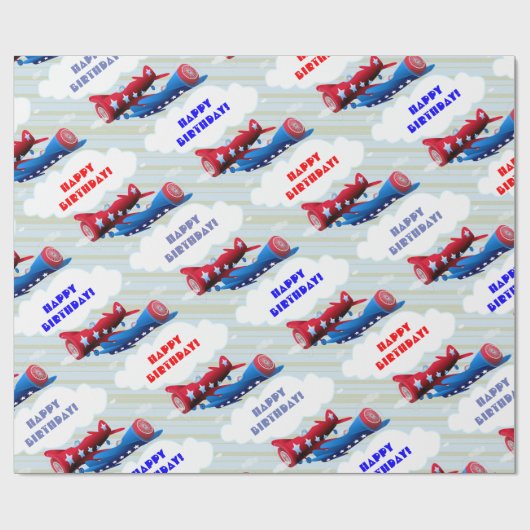  vliegtuigmaatschappij Airshow Aviator Stripes Cadeaupapier (Vlak)