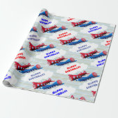  vliegtuigmaatschappij Airshow Aviator Stripes Cadeaupapier (Uitgerold)