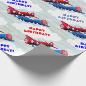  vliegtuigmaatschappij Airshow Aviator Stripes Cadeaupapier (Hoek)