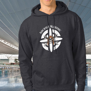 Vliegtuigmecanicus, Skull Pilot, Eenvoudige Luchtv Hoodie