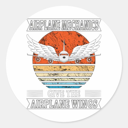 Vliegtuigmechanica geeft de vleugels van het vlieg ronde sticker (Voorkant)
