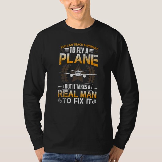 Vliegtuigmochanische vaste Mannen T-shirt (Voorkant)