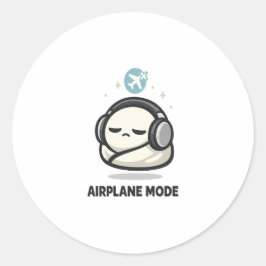 Vliegtuigmodus Aan - Schattig Vermoeid Karakter Ho Ronde Sticker