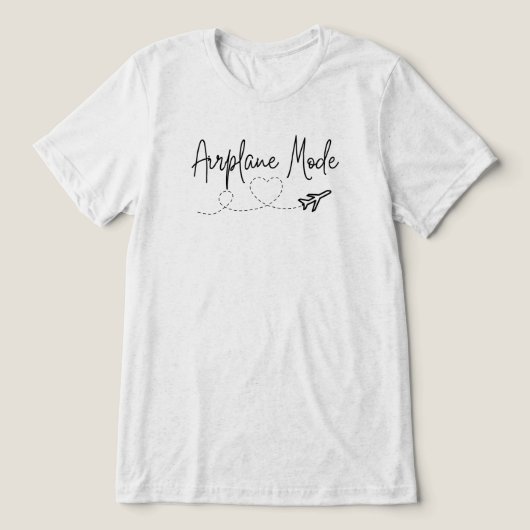 Vliegtuigmodus met hart in zwart Tri-Blend shirt (Design voorkant)