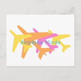 Vliegtuigmodus Oranje geel roze piloot reizen Briefkaart