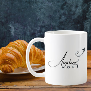 Vliegtuigmodus, Reizen, Minimalistisch Schrift, Lu Koffiemok
