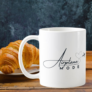 Vliegtuigmodus, Reizen, Minimalistisch Schrift, Lu Koffiemok