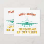 Vliegtuigmonteur ik kan vliegtuigen repareren, maa kaart (Voorkant / Achterkant)