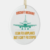 Vliegtuigmonteur ik kan vliegtuigen repareren, maa keramisch ornament (Rechts)