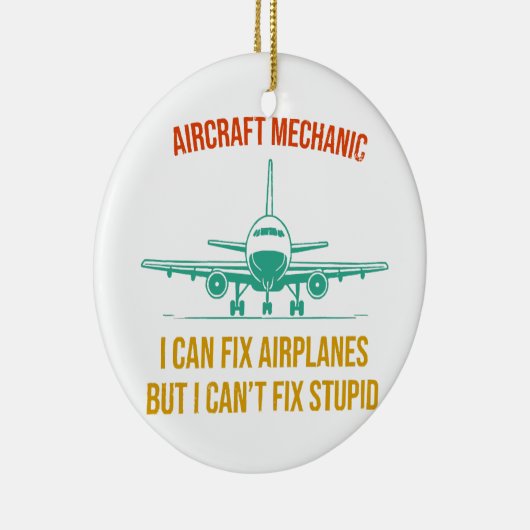 Vliegtuigmonteur ik kan vliegtuigen repareren, maa keramisch ornament (Rechts)