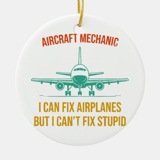 Vliegtuigmonteur ik kan vliegtuigen repareren, maa keramisch ornament (Voorkant)