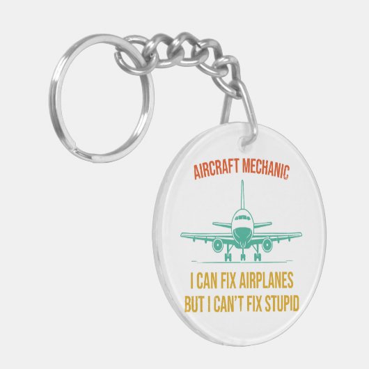 Vliegtuigmonteur ik kan vliegtuigen repareren, maa sleutelhanger (Voorkant Links)