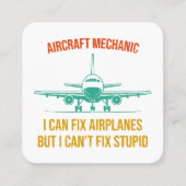 Vliegtuigmonteur ik kan vliegtuigen repareren, maa vierkante visitekaartje (Voorkant)