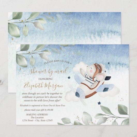 Vliegtuigmuis virtueel Baby shower per post Kaart (Voorkant / Achterkant)