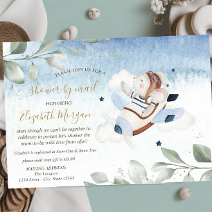 Vliegtuigmuis virtueel Baby shower per post Kaart