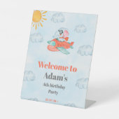 Vliegtuigolifantenpiloot: Pedestal Sign Reclamebord Met Voetstuk (Voorkant)