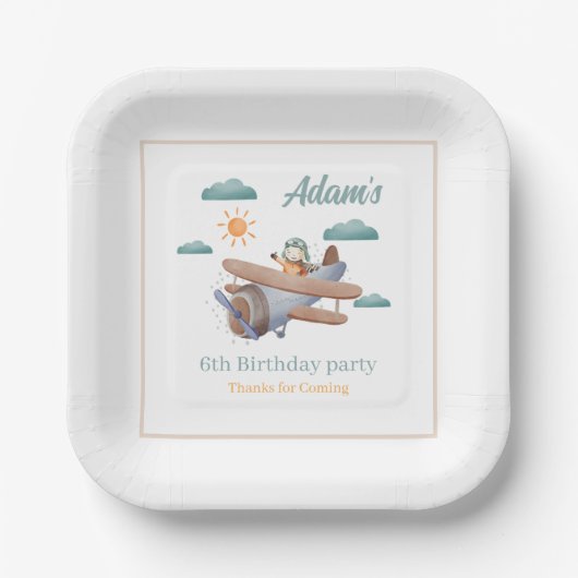 Vliegtuigpapier Bord 6e verjaardag (Voorkant)