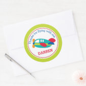 Vliegtuigpassagiers (vliegende dag) ronde sticker (Envelop)