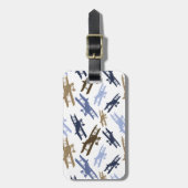 vliegtuigpatroon Blauw bruin Bagagelabel (Voorkant verticaal)