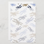vliegtuigpatroon Blauw bruin Briefpapier (Voorkant / Achterkant)