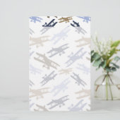 vliegtuigpatroon Blauw bruin Briefpapier (Staand voorkant)