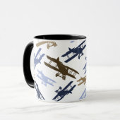 vliegtuigpatroon Blauw bruin Mok (Voorkant links)