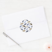 vliegtuigpatroon Blauw bruin Ronde Sticker (Envelop)
