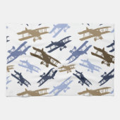  vliegtuigpatroon Blauw bruin Theedoek (Horizontaal)