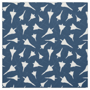 Vliegtuigpatroon Blauw Wit Supersonisch Vliegtuig Stof