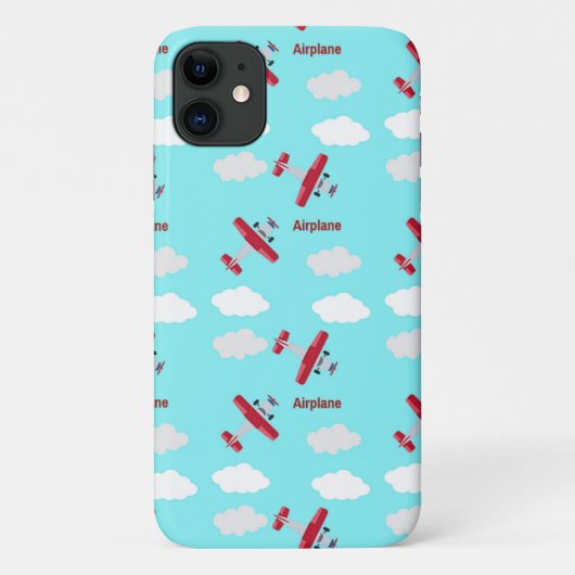 Vliegtuigpatroon op blauw Case-Mate iPhone case (Achterkant)