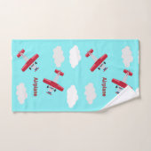Vliegtuigpatroon op blauw handdoek (Handdoek)