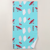 Vliegtuigpatroon op blauw strandlaken (Voorkant)