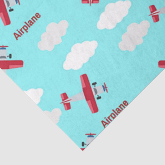 Vliegtuigpatroon op blauw tissuepapier (Detail)