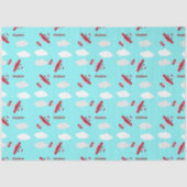 Vliegtuigpatroon op blauw tissuepapier (Voorkant)