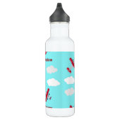Vliegtuigpatroon op blauw waterfles (Rechts)
