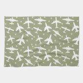 Vliegtuigpatroon Taupe en White Aviation Theedoek (Horizontaal)