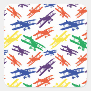 vliegtuigpatroon voor primaire kleuren vierkante sticker