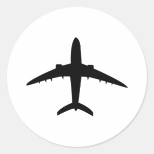 vliegtuigpictogram vliegtuig ronde sticker