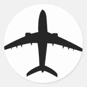 vliegtuigpictogram vliegtuig ronde sticker