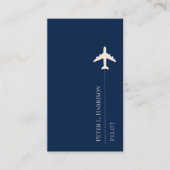 Vliegtuigpiloot Blauw Modern verticaal Visitekaartje (Voorkant)
