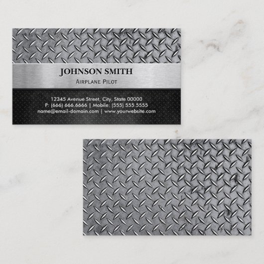 Vliegtuigpiloot - Bord met diamant Visitekaartje (Voorkant / Achterkant)