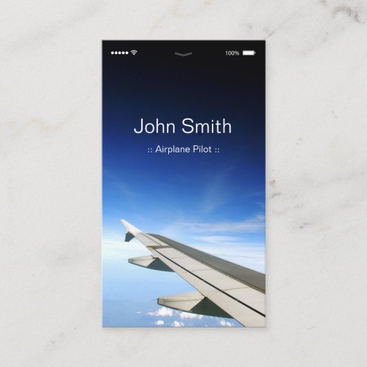 Vliegtuigpiloot - flatUI-stijl Visitekaartje (Voorkant)