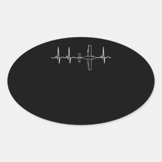 Vliegtuigpiloot: Heartbeat-vliegcadeau Ovale Sticker
