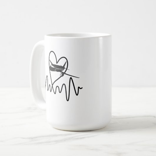 Vliegtuigpiloot: Heartbeat-vliegkoffie-Mok Koffiemok (Voorkant links)