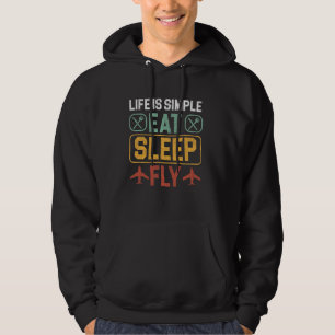 Vliegtuigpiloot Jet Plane Retro Life is Sim Hoodie