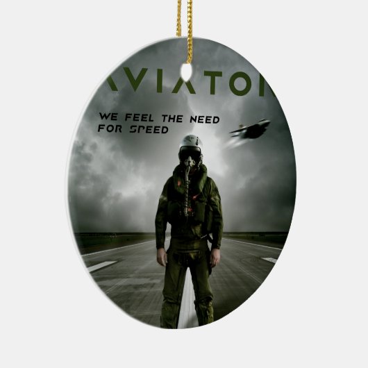 Vliegtuigpiloot Keramisch Ornament (Rechts)